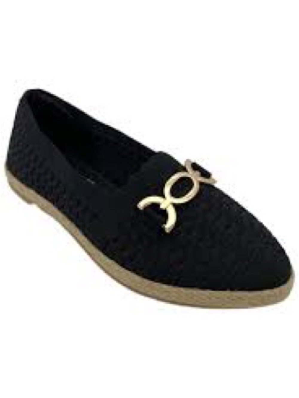 Skechers Cleo Jute Black/Gold Flat Espadrille